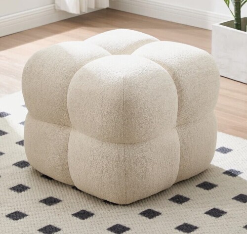 Latitude Run&reg; Robertas 20.9" Tufted Square Footstool Ottoman New in Box $299