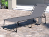 VEIKOUS Stackable Dark Gray Steel Frame Stationary Chaise Lounge Chair with Gray Sling Seat New In Box $199