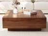 Povision 35" Square Wood Coffee Table with Storage in Walnut New in Box $899