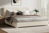 Ebern Designs Bensu King Size Boucle Upholstered Platform Bed New in Box $699