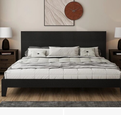 Wade Logan Allyannah Levison King Platform Bed With Headboard in Black $99