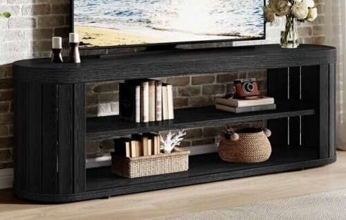 Mercer41 2-Tier 47.2-Inch TV Stand in Black $299