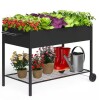 MIXC 50 in. x 26 in. x 31 in. Metal Raised Garden Bed Outdoors with Wheels and Shelf for Mobility, 467 lbs. Capacity Black New Shelf Pull $199