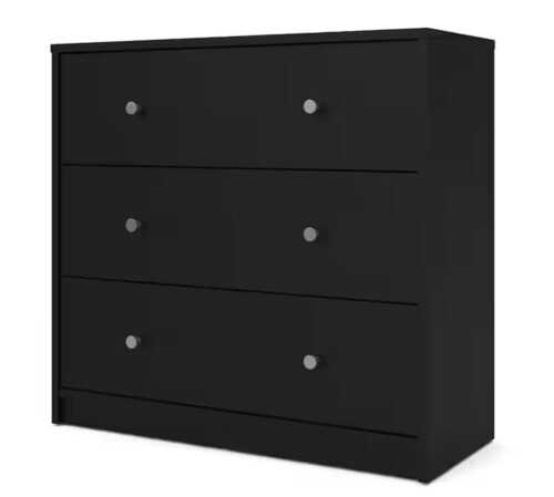 Tvilum Portland 3-Drawer Black Chest New In Box $199