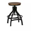 Linon Home Decor Harlan 23.25 in. H Brown Backless Metal Adjustable Stool with Round Wood Seat New In Box $299