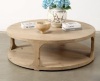 Lily's Living Wooden Round Coffee Table w/ Storage Approx. 48 Inches Brown/White, Solid Wood in Weathered Natural New in Box $2699