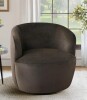Wade Lgoan 27" Wide Velvet Small Swivel Barrel Accent Chair in Brown New in Box $599