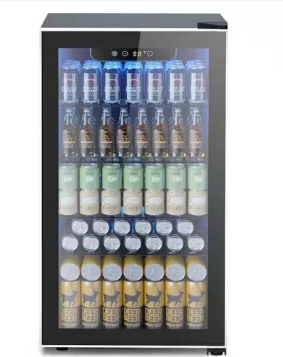 Cowsar 17.52 in. Single Zone 26-Wine Bottles o113-Cans Beverage and Wine Cooler in Silver $499
