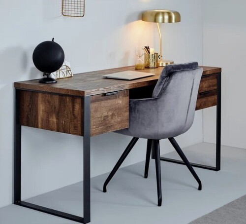 17 Stories Draylen 60" Metal Base Writing Desk with Storage New Shelf Pull $399