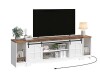 MAHANCRIS Farmhouse TV Stand for 85 inch TV, Entertainment Center with Charging Station and Sliding Barn Doors, Modern Media TV Console Table for Living Room, Bedroom, White and Rustic Brown TVBR20E01 $299