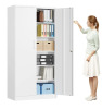 MIIIKO Metal Storage Cabinet with Locking Doors, White 72" Garage Lockable Steel Cabinets with 4 Doors and 5 Shelves for Home, Garage, Pantry Workshop Warehouse New Shelf Pull $299