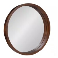 Kate and Laurel Medium Round Brown Contemporary Mirror (22 in. H x 22 in. W) New In Box $299