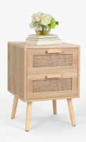 Bay Isle Home&trade; Spurlin Rattan Nightstand With 2 Storage Drawers New In Box $299
