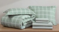 Swift Home Windowpane Plaid 7-Piece Full Reversible Microfiber Lightweight Bed-In-A-Bag Set $199