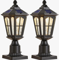 Red Barrel Studio&reg; Solar Post Light Outdoor Class Black Aluminum Hg (2 Pack) New In Box $299
