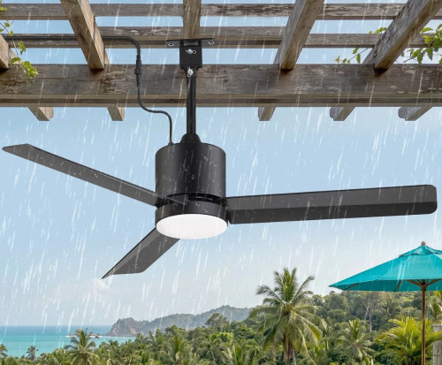 Latitude Run&reg; 42" Outdoor Ceiling Fan with Light and Remote, Waterproof Plug-In Patio Fan with 3CCT Dimmable LED, Quiet Reversible DC Motor, 6-Speed, 5M Power Cord for Patio Porch Gazebo New In Box $299