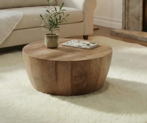 Latitude Run&reg; Round Coffee Table with Natural Wood Grain for Living Room Similar to Picture New In Box $399