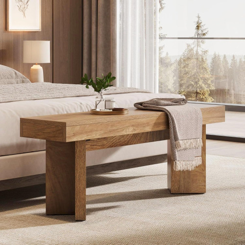 Tribesigns Wooden Entryway Bench, 47" Farmhouse Indoor End of Bed Bench, Long Dining Benches Seat for Bedroom, Dining Room, Hallway, Foyer (Rustic Brown) Similar to Picture $299