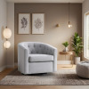 Red Barrel Studio Ravreet 29.5'' Wide Modern Wide Soft Linen Upholstered Tufted Arm Accent Chair with Swivel, Light Gray, New in Box $499
