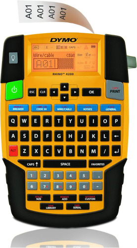 DYMO Industrial Label Maker, Rhino 4200, Time-Saving Hot Keys, Prints Fast - Durable For Job Sites and Heavy-Duty Labeling Jobs, with 1/2" White Vinyl Label Tape Cartridge, New in Box $399