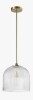 Red Barrel Studio&reg; 1-Light Ribbed Glass Pendant Light with Matte Brass Accents New In Box $299