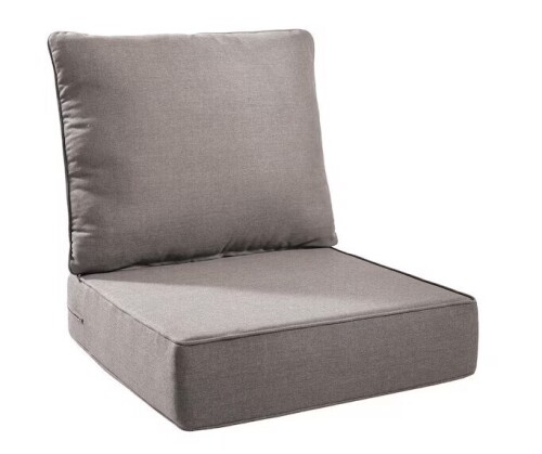 Bellefurn Duraolex 24 in. W x 24 in. D x 6 in. Thick Square 2-Piece Deep Seating Outdoor Lounge Chair Olefin Cushion in Gray New In Box $99