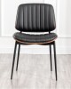 LUNLING Dining Chair Mid Century Modern Retro Faux Leather Chair with Walnut Bentwood Upholstered Seat Metal Legs Chair Adjustable Foot for Kitchen Dining Room Chair, Black New In Box $299