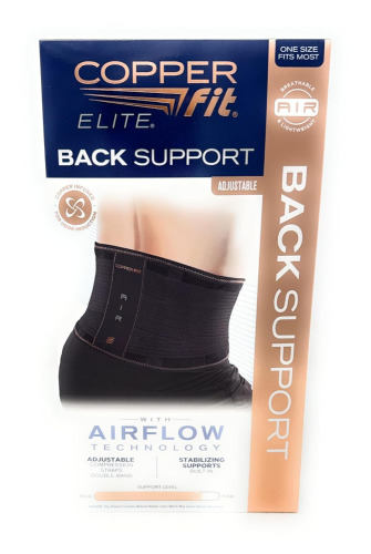 Copper Fit Elite Air Back Support Brace with Airflow Technology, Adjustable Compression Straps, Double Band, One Size Fits Most New In Box