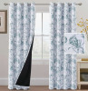 Winston Porter Pendar Floral Thermal Blackout Curtain with Grommets (Set of 2), 52" x 84" New $79