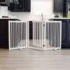 WELLAND Freestanding Wood Pet Gate with Walk Through Door White, 66 inch Width, 32Inch Height (Set of Support Feet Included) $79