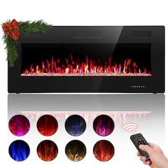 COWSAR 42" W Black Wall mount Infrared quartz Electric Fireplace with Remote Control Included, New in Box $399