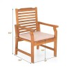 Phi Villa Brown Natural Wood Patio Outdoor Dining Chair with Beige Cushion, New in Box $399