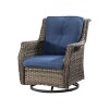 Yardsight Wicker Patio Outdoor Rocking Chair Swivel Lounge Chair with Blue Cushions $399