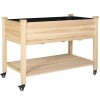 Veikous 48" x 24" x 33" Wood Raised Garden Bed with Lockable Wheels, Liner, New in Box $299