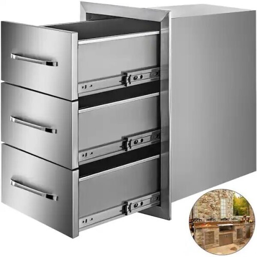 Vevor Outdoor Kitchen Drawers 16" W x 21.5" H x 18" D Stainless Steel BBQ Island Access Drawers with Handle, New in Box $299