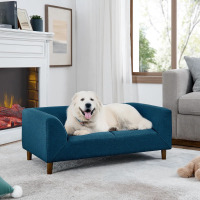 Tucker Murphy Soft and Comfortable Durable Elevated Rectangular Dog Sofa Bed with Backrest and Armrests, for Small and Medium-Sized Dogs, Blue, New in Box $299