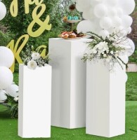 WOYAO 3pcs Square Pedestal Stands For Party, Metal Display Plinth Pillars For Wedding Ceremony Birthday Party Art Decor--23.6*10.2''(l), 21.7*9.4''(m), 19.7*8.7''(s) New In Box $299