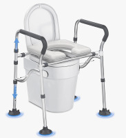 Epchois Raised Toilet Seat With Handles, Toilet Seat Riser For Seniors With Adjustable Height, 400lb Handicap Elevated Toilet Seat For Elderly, Pregnant, Fit Any Toilet EPA-007 New In Box $199