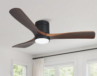 Ivy Bronx 52" 3 - Blade Modern Ceiling Fan with LED Light and Remote Control Solid Wood Blades 3 Colors 6-Speed Reversible Motor Timer New Shelf Pull $299