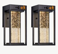 17 Stories Solar-Powered LED Outdoor Wall Lights with Motion Sensor, Set of 2 New In Box $299
