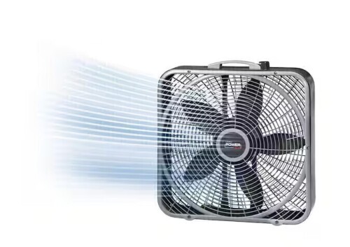 Lasko Power Plus 20 in. 3 Speed Box Fan for Home in Gray with Weather Shield Design for Window Use, 2000 CFM, Carry Handle On Working $79