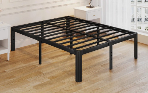 Jalyna 14" Heavy Duty King Metal Bed Frame with Round Corners, Box Spring Not Required, Noise Free $199