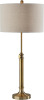 Adesso Antique Brass Table Lamp with Oatmeal Linen Shade &ndash; Adjustable Height Accent Light for Bedroom, Living Room, or Home Office, up to 34&rdquo; Tall New In Box $199