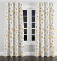 East Urban Home Country Farmhouse Blackout Curtains - Yellow Cottage Honey Jar Grommet Curtain - 2 Panel, 52"x 63" $99
