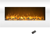 Northwest Wall Mounted Electric Fireplace Heater - 10-Color LED Flame and 3 Media Backgrounds 36-Inch Wall Mounted Fireplace with Adjustable Brightness and Remote (White) New In Box $299