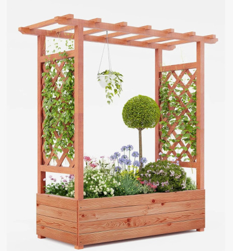 Ophelia & Co. Wooden Elevated Garden Planter With Trellis, 44.88" H x 43.31" W x 17.33" D New In Box $299