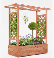Ophelia & Co. Wooden Elevated Garden Planter With Trellis, 44.88" H x 43.31" W x 17.33" D New In Box $299