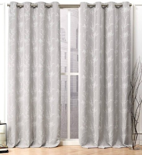 Bellicent Floral Room Darkening Thermal Grommet Curtain Panel Pair, 52" x 84" New $99