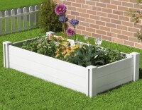 Dovelina Outdoor PVC Privacy Raised Garden Bed Planter Box With Ground Stakes, 12" H x 47" W x 24" D New In Box $299