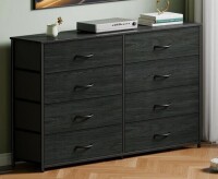 Latitude Run&reg; 8 Drawer Wide Fabric Storage Dresser, 55 Inch TV Stand & Entertainment Center with Wood Top, Storage Organizer Unit for Bedroom Living Room Hallway New Open Box $299